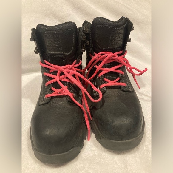 TIMBERLAND PRO Women's 8 womens POWERFIT Black Leather composite Toe Boots - Picture 2 of 11